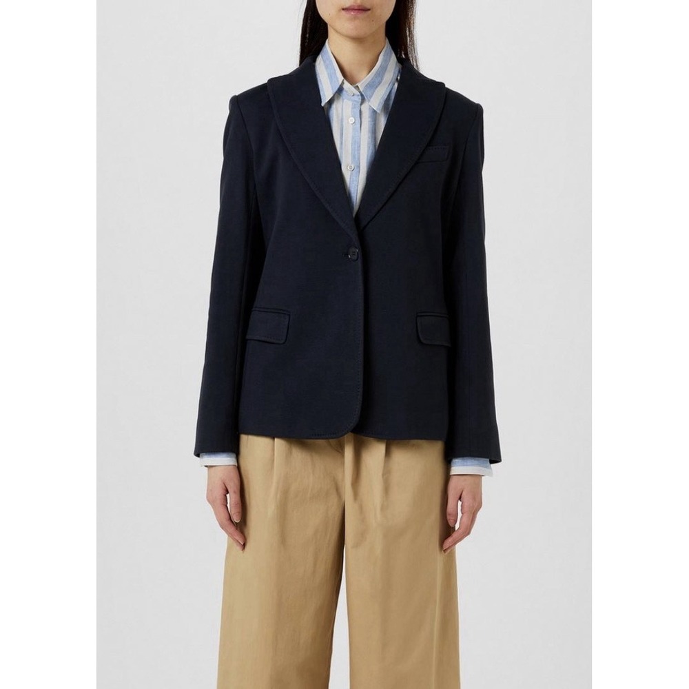 Max Mara Weekend Rosetta Blazer Women's S Navy Tailored One Button Cotton Jacket